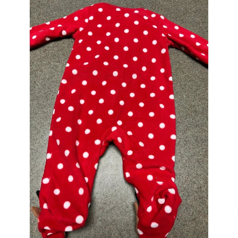 Carter's Christmas fleece sleeper NWT 3‎ months red polka dor